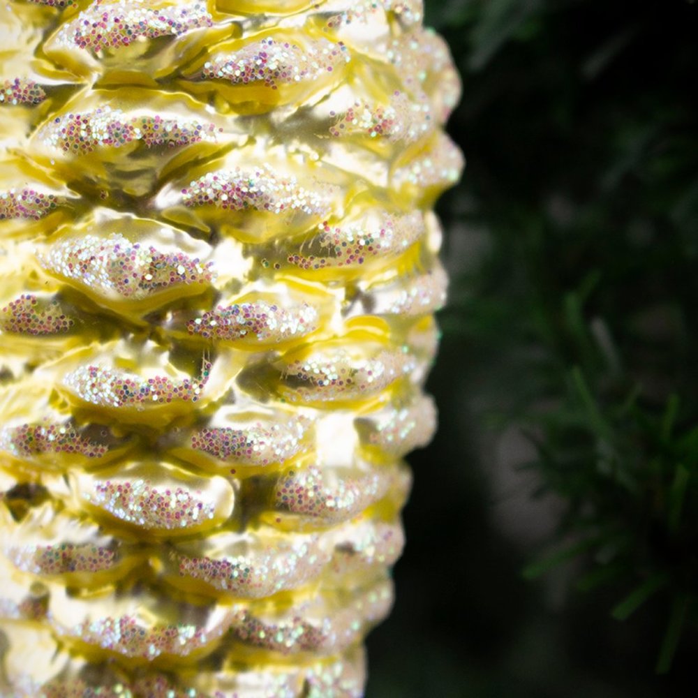 Large Yellow Pine Cone, Vintage Old World Christmas Glass Ornament